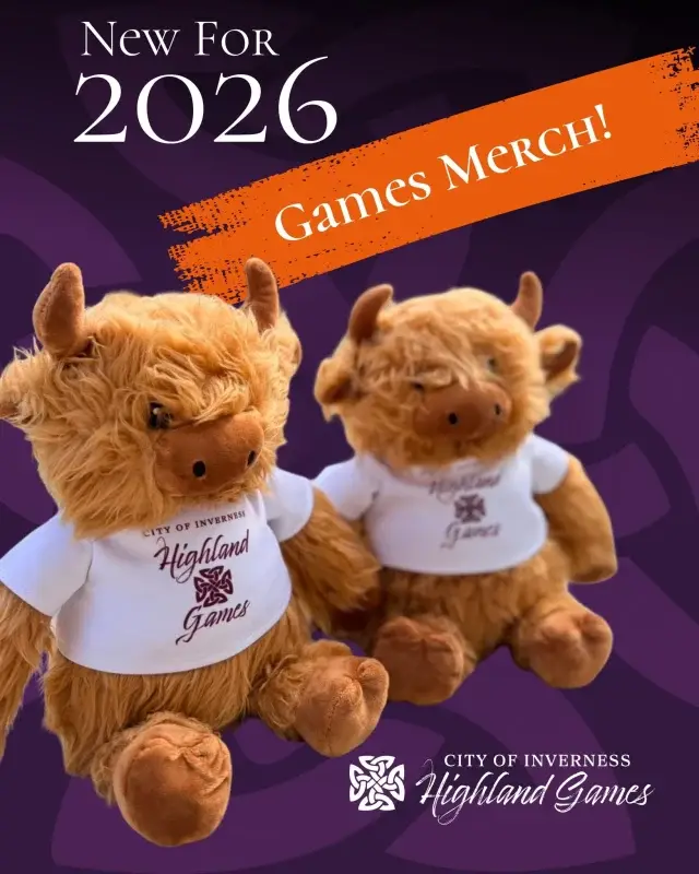 🌟 Brand new for 2026!

This year we’re delighted to introduce our official Inverness Highland Games merchandise

Browse our range of t-shirts, hoodies, pin badges and cuddly teddies, available to purchase on site throughout the event

Take home a piece of Inverness Highland Games and remember a fantastic day in the Highlands 💪 💙